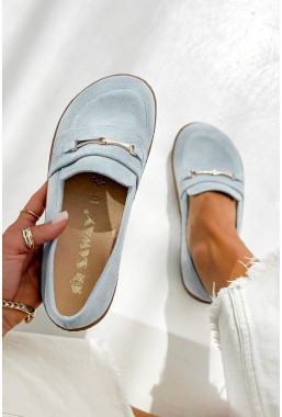 Błękitne zamszowe mokasyny barefoot Bonita