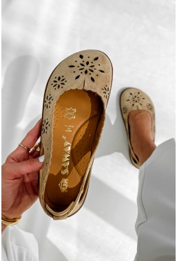 Beżowe ażurowe baleriny barefoot Zaretta
