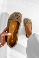 Ciemno-beżowe ażurowe baleriny barefoot Zaretta