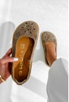 Ciemno-beżowe ażurowe baleriny barefoot Zaretta
