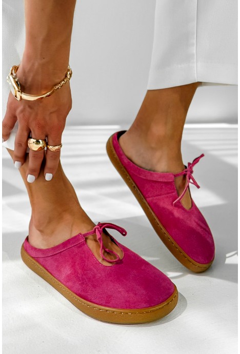 Zamszowe klapki barefoot Vionia fuksja