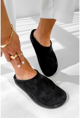 Czarne zamszowe klapki barefoot Almeris
