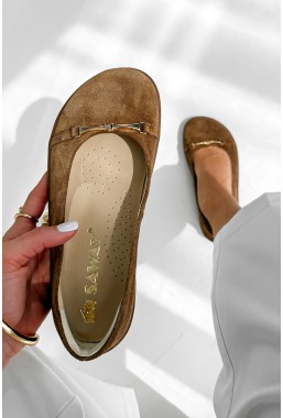 Jasno-brązowe zamszowe baleriny barefoot Fipre
