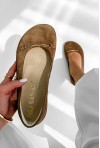 Jasno-brązowe zamszowe baleriny barefoot Fipre