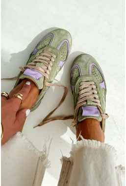Zamszowe oliwkowe sneakersy Quirina