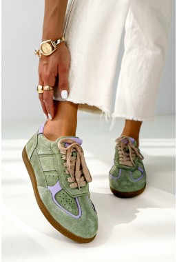 Zamszowe oliwkowe sneakersy Quirina