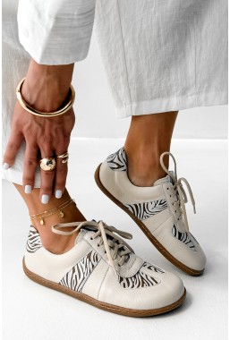 Beżowe trampki barefoot Oceana zebra