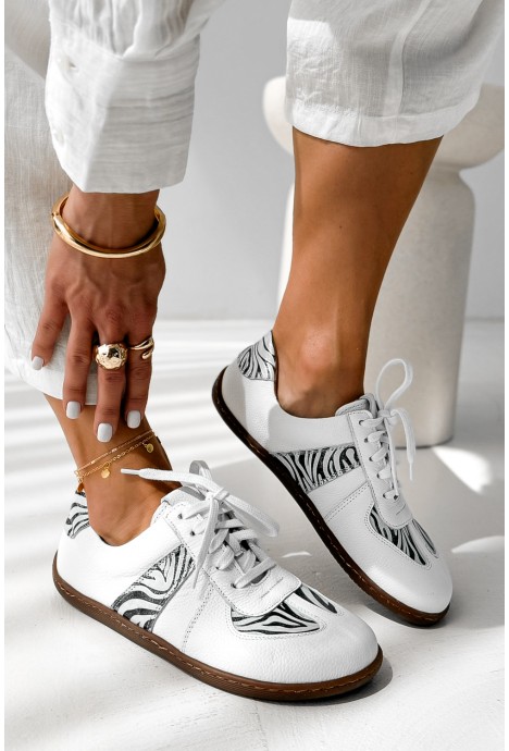 Białe trampki barefoot Oceana zebra