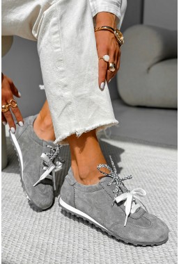 Ciemno szare zamszowe trampki barefoot Lorene