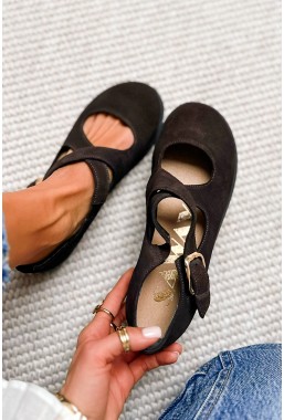 Ciemnobrązowe zamszowe baleriny barefoot Floravia