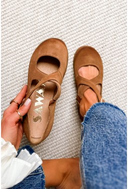 Zamszowe baleriny barefoot Floravia camel