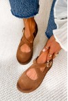 Zamszowe baleriny barefoot Floravia camel