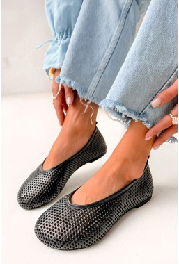 Czarne ażurowe baleriny barefoot Perqa