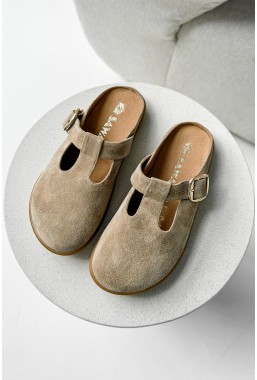Beżowe zamszowe klapki barefoot Eliave