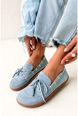 Niebieskie zamszowe mokasyny barefoot Heather
