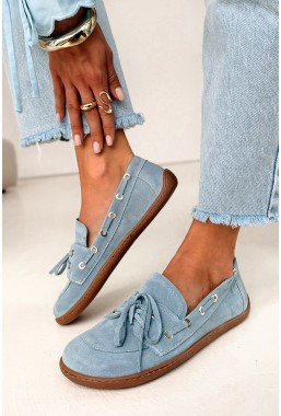 Niebieskie zamszowe mokasyny barefoot Heather