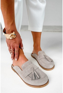 Zamszowe klapki barefoot Clare cappuccino