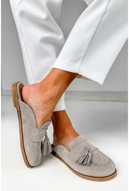 Zamszowe klapki barefoot Clare cappuccino