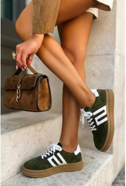 Zamszowe trampki Delmiora khaki