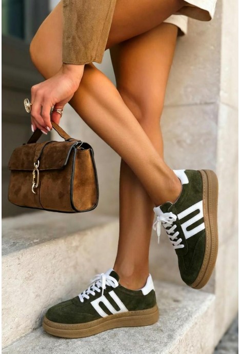 Zamszowe trampki Delmiora khaki