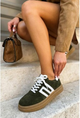Zamszowe trampki Delmiora khaki