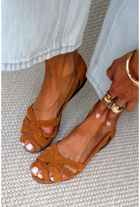 Zamszowe baleriny Nicole camel