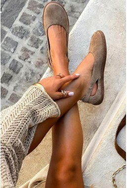 Beżowe zamszowe baleriny barefoot Terea