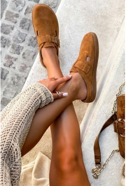 Brązowe zamszowe baleriny barefoot Mirenna