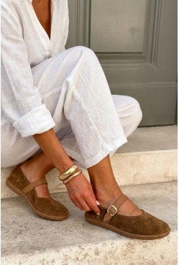 Brązowe zamszowe baleriny barefoot Kerri