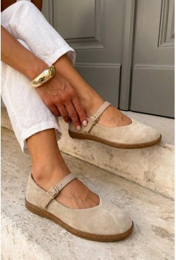 Beżowe zamszowe baleriny barefoot Kerri