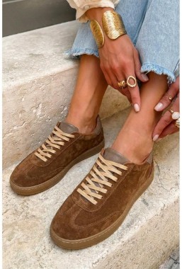 Zamszowe trampki Elaine camel