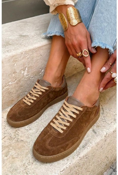 Zamszowe trampki Elaine camel