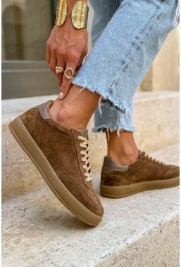 Zamszowe trampki Elaine camel