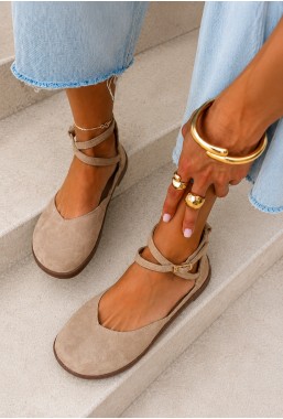 Beżowe zamszowe baleriny barefoot Suzane