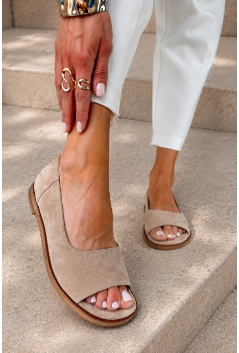 Beżowe zamszowe baleriny barefoot Janette