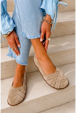 Beżowe zamszowe baleriny barefoot Rozelita