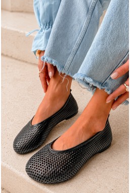 Czarne ażurowe baleriny barefoot Perqa