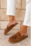 Zamszowe klapki barefoot Clare tabaco