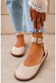 Beżowe zamszowe baleriny barefoot Talya