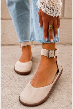 Beżowe zamszowe baleriny barefoot Talya