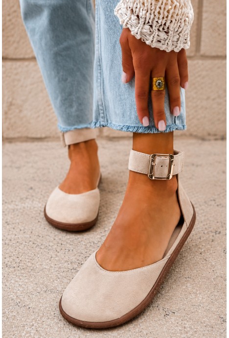 Beżowe zamszowe baleriny barefoot Talya