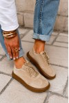 Beżowe zamszowe lekkie trampki barefoot Monelly