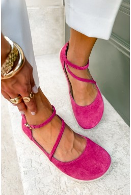 Różowe zamszowe baleriny barefoot Violette