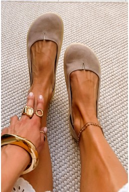 Beżowe zamszowe baleriny barefoot Asmaa