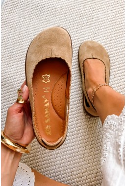 Beżowe zamszowe baleriny barefoot Donelle