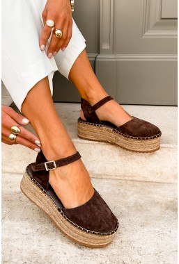 Brązowe zamszowe espadryle Sunny