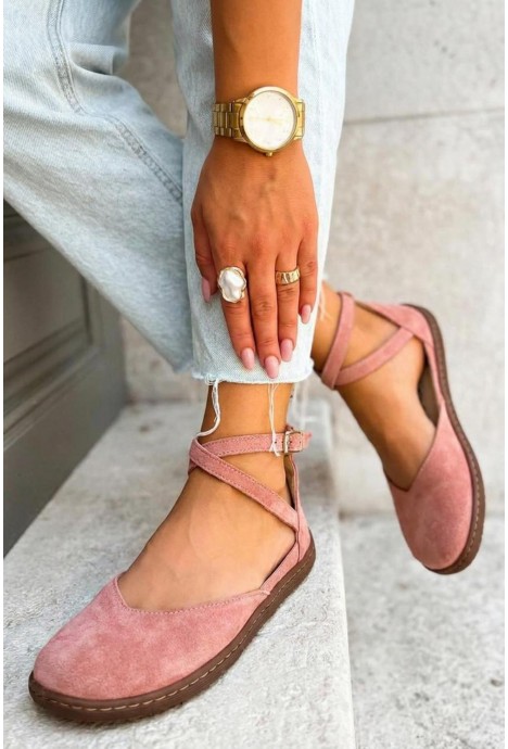 Morelowe zamszowe baleriny barefoot Suzane