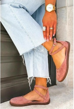 Morelowe zamszowe baleriny barefoot Suzane