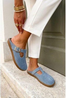 Niebieskie zamszowe klapki barefoot Eliave