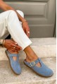 Niebieskie zamszowe klapki barefoot Eliave